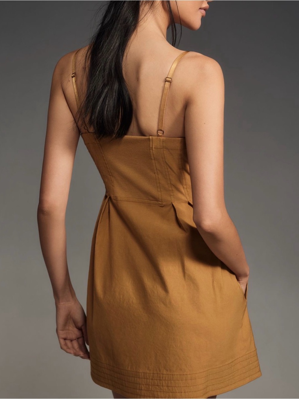 Maeve Mustard Zip-Front Mini Dress - Picture 4 of 6